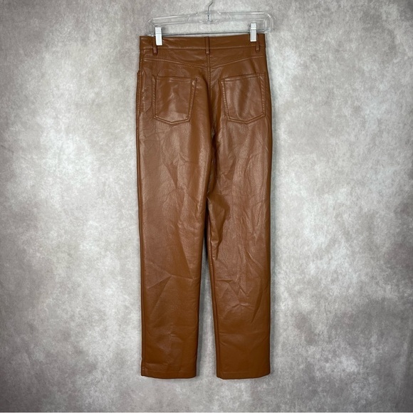 Wilfred The Melina High-Waisted Vegan Leather Pants In Cognac Brown Size 4 - Picture 7 of 8